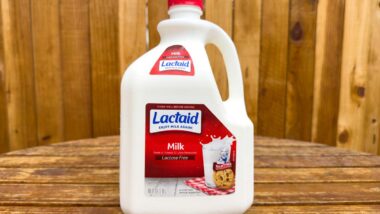 Lactaid milk product on a table, representing the Lactaid milk recall.