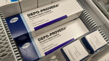 Close up of Depo-Provera medication packaging, representing the Depo-Provera lawsuit.