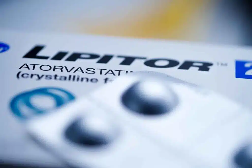 Close up of Lipitor medication box, representing the Lipitor settlement.