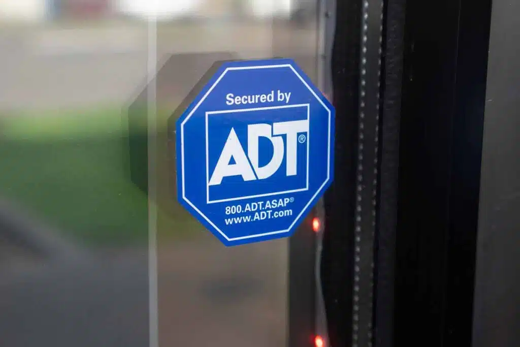 Close up of ADT security sticker, representing the ADT data breach.