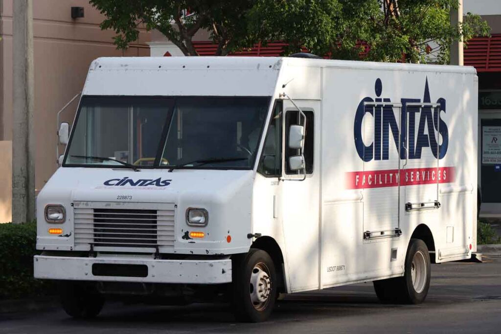 Parked Cintas truck, representing the Cintas settlement.