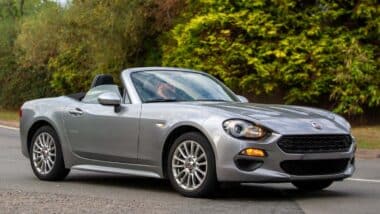 A silver 2018 Fiat 124 spider, representing the Fiat Spider recall.