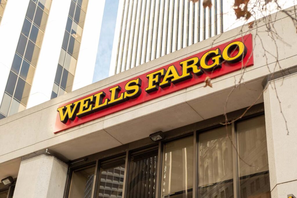 Close up of Wells Fargo signage, representing the Wells Fargo class action.