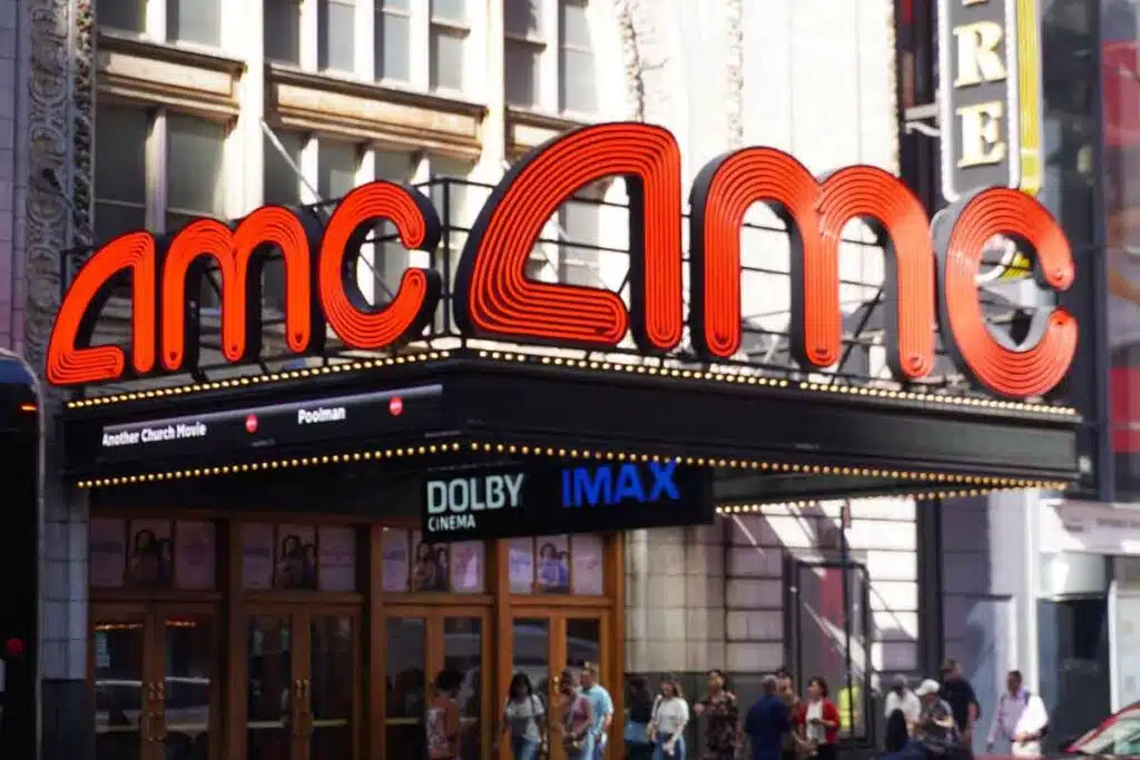Exterior of an AMC theater in New York, representing the AMC ticket fee settlement.