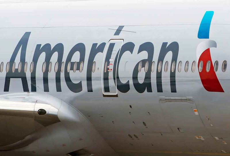 American Airlines logo on the side of a plane, representing the American Airlines fine.