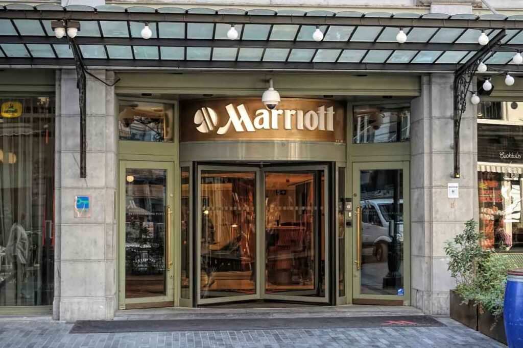 Exterior of a Marriott hotel, representing the Marriott settlement.