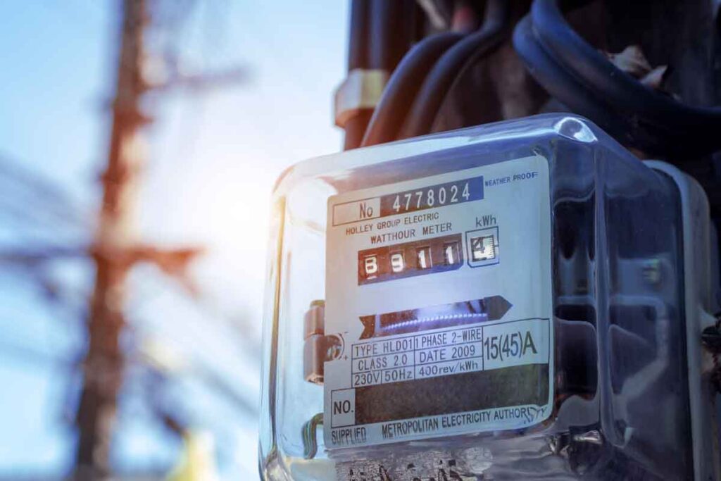 Close up of an energy meter, representing the Systems East settlement.