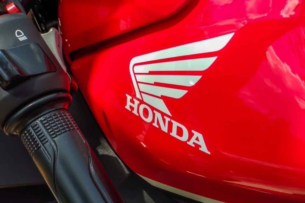 Close up of Honda logo on a motorcycle, representing the Honda recall.