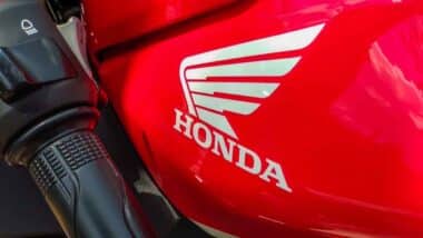 Close up of Honda logo on a motorcycle, representing the Honda recall.