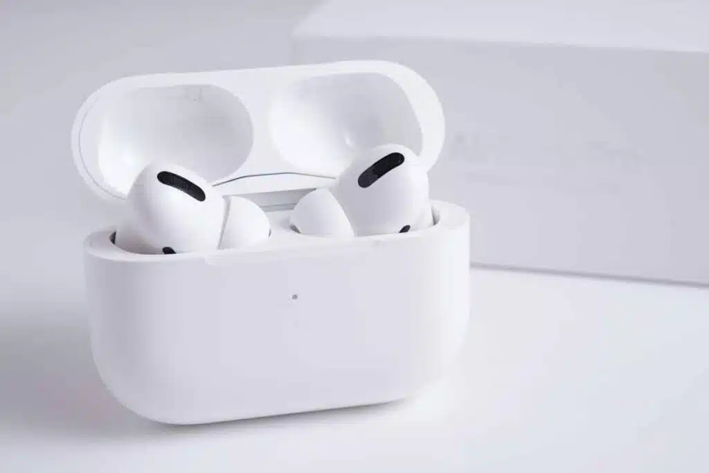 Close up of Apple Airpods Pro, representing the Apple class action.