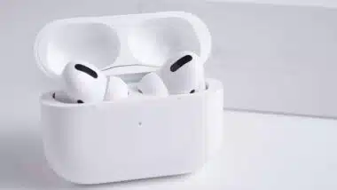 Close up of Apple Airpods Pro, representing the Apple class action.