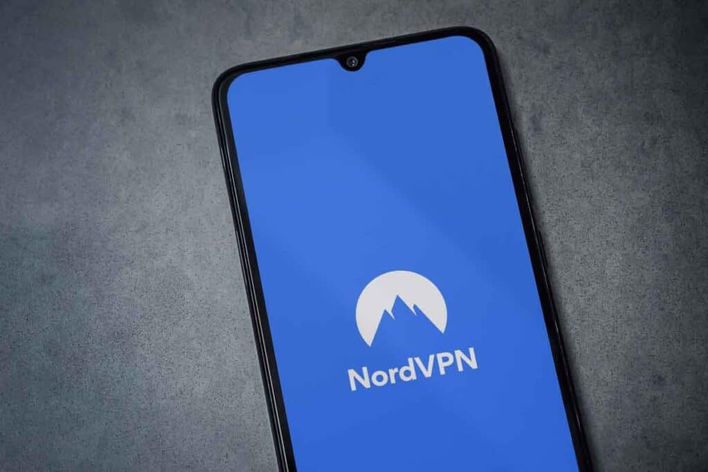 NordVPN logo on a smartphone, representing the NordVPN class action.