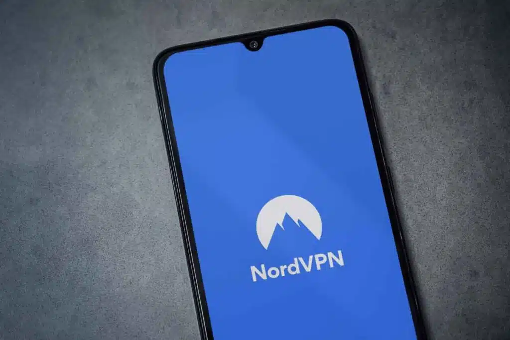 NordVPN logo on a smartphone, representing the NordVPN class action.