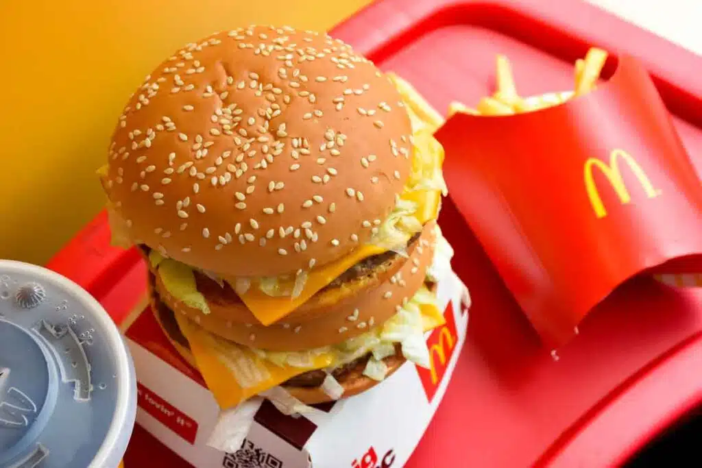 Close up of a McDonalds burger, representing the McDonald's E. coli outbreak.