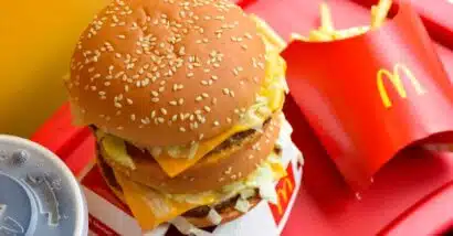 Close up of a McDonalds burger, representing the McDonald's E. coli outbreak.