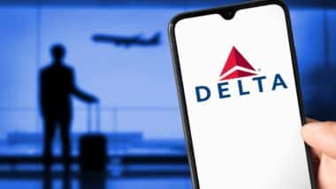 Delta Airlines logo on cell phone representing the Delta data breach.