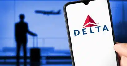 Delta Airlines logo on cell phone representing the Delta data breach.