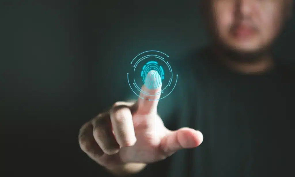 A fingerprint highlighting the outline of the print representing the eCore Solutions settlement.