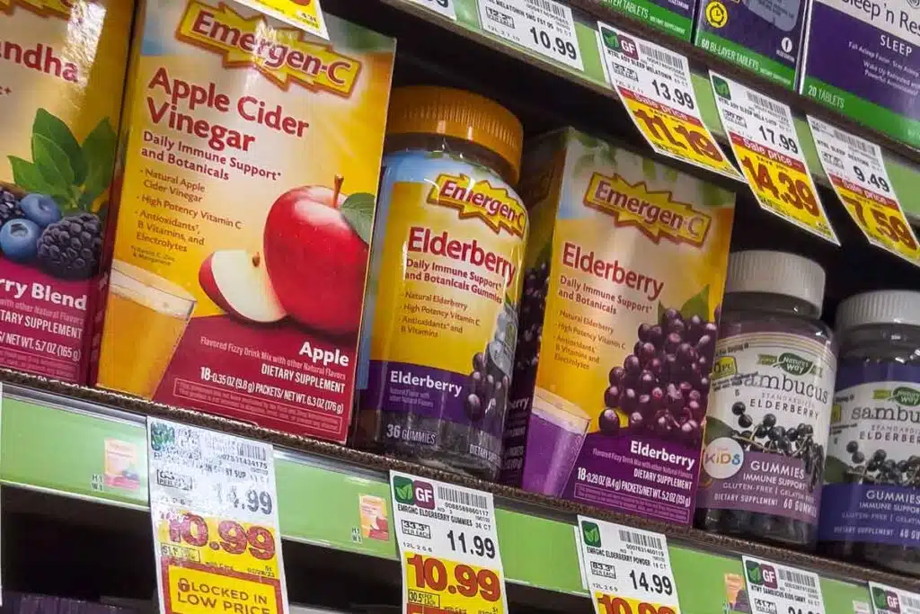 Emergen-C products on a supermarket shelf, representing the Emergen-C class action.