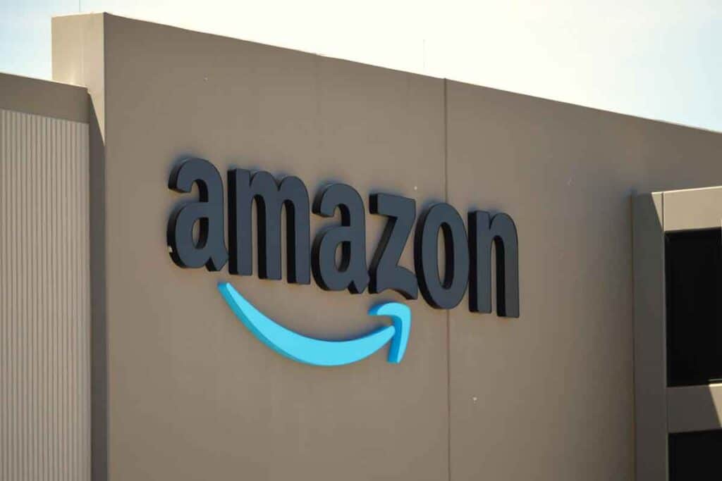 Close up of Amazon signage, representing the Amazon data breach.