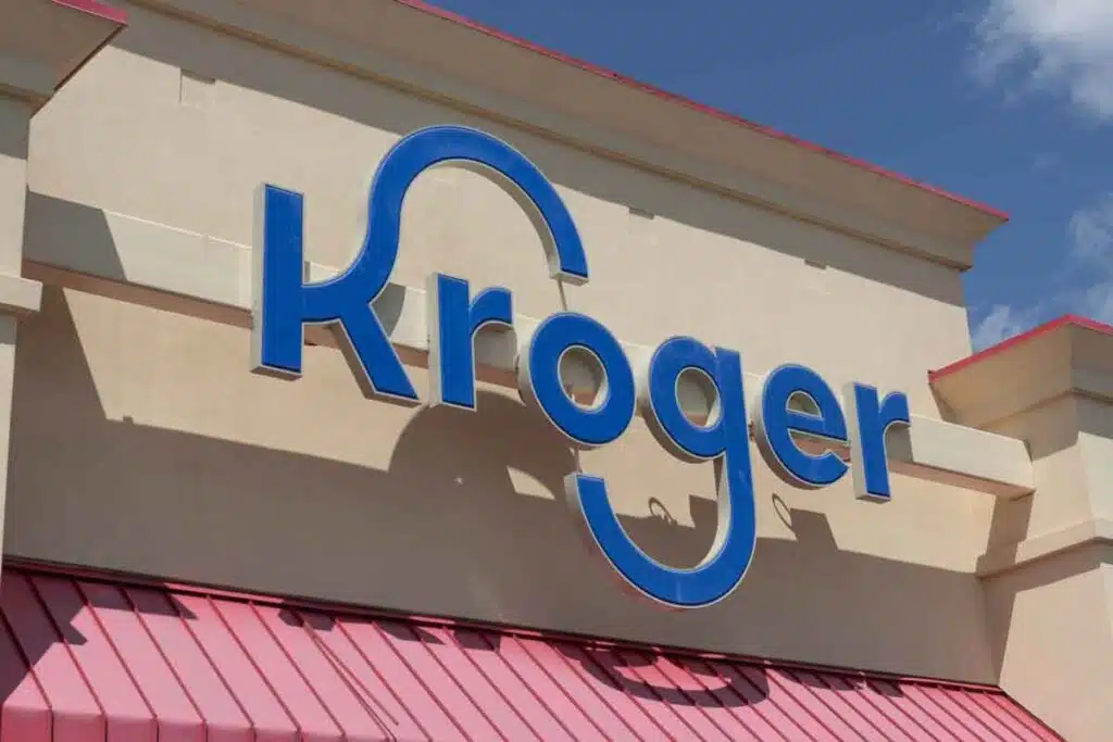 Close up of Kroger signage, representing Kroger class action.