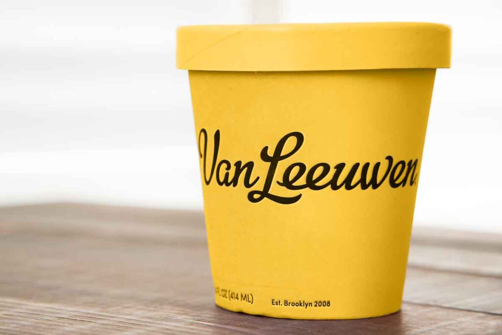 Van Leeuwen ice cream tub on a table, representing the Van Leeuwen class action.