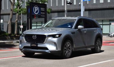 A Mazda CX-90 in a roadway, representing the Mazda recall.