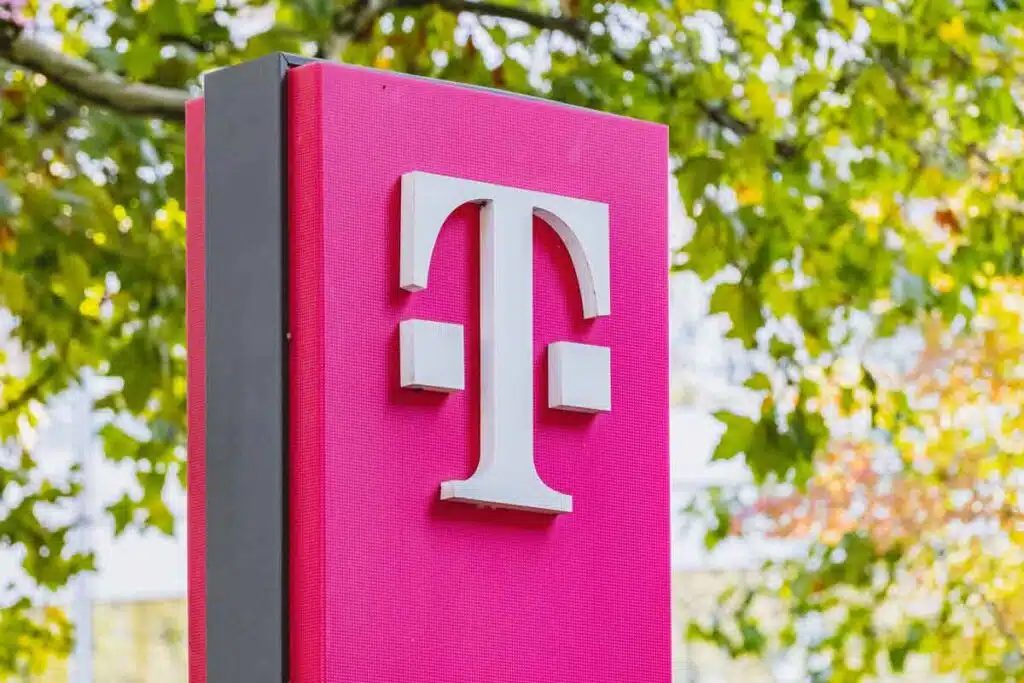Close up of T-Mobile signage, representing the T-Mobile employment settlement.