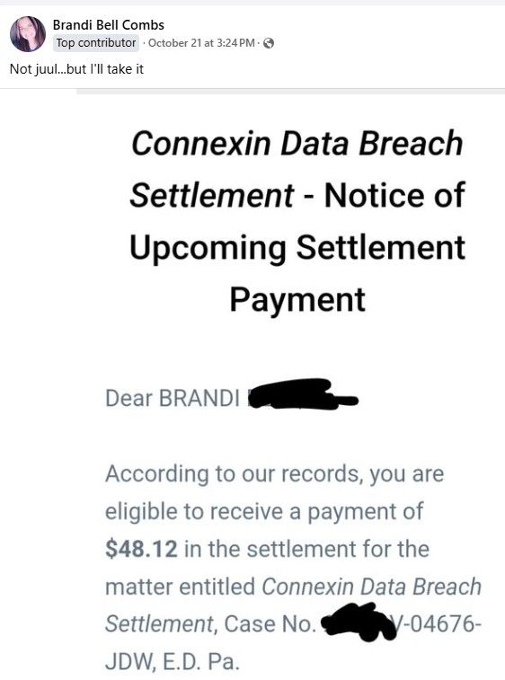 ConnexinFB10-21-24 checks in the mail