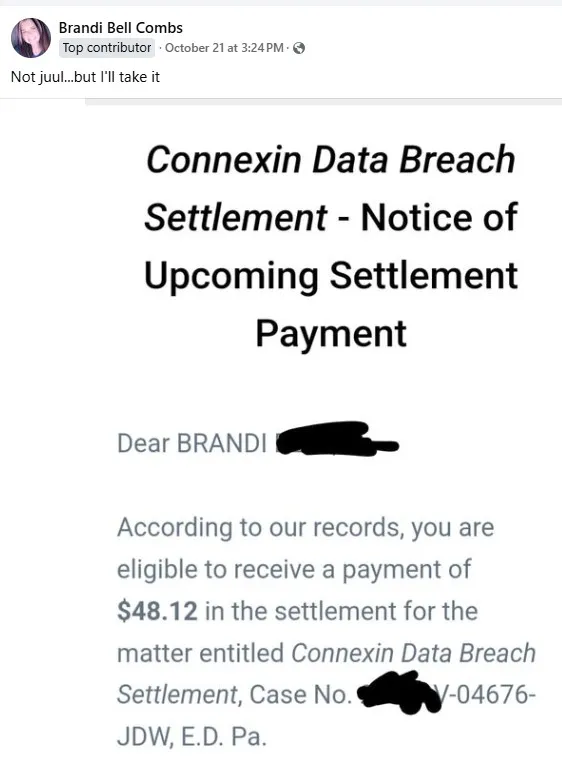ConnexinFB10-21-24 checks in the mail