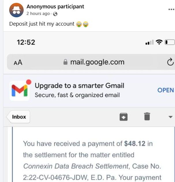 ConnexinFB10-28-24 checks in the mail