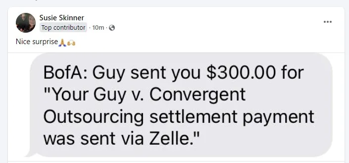 ConvergentOutsourcingFB10-17-24 checks in the mail