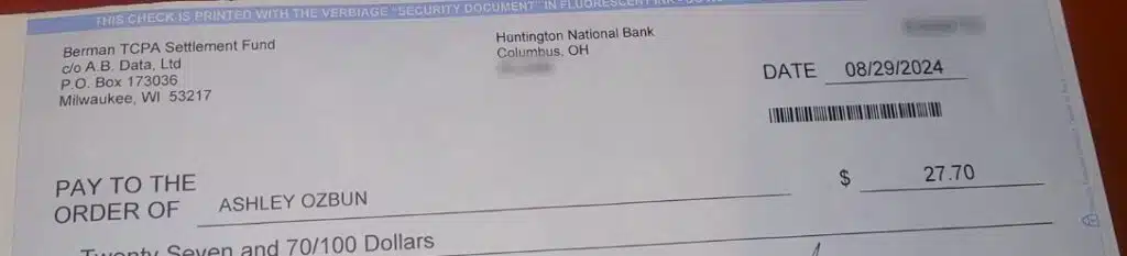 FreedomFinancialTCPA2nddistribution9-9-24 checks in the mail