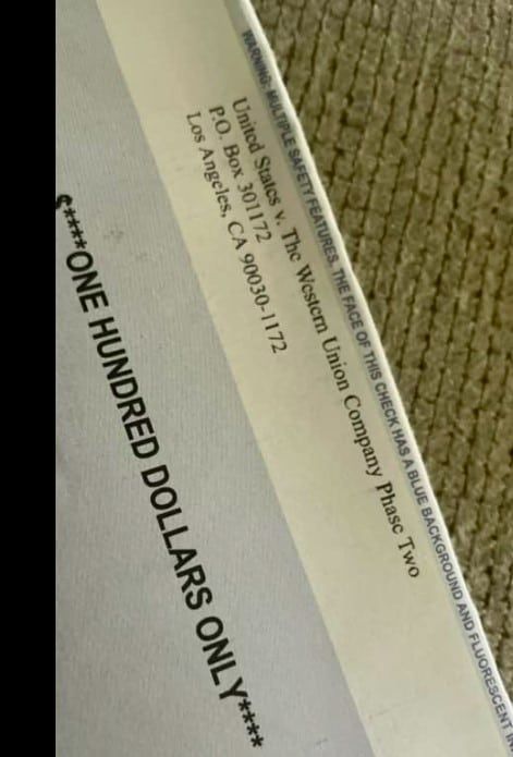 WesternUnionFTCphase2check9-9-24 checks in the mail