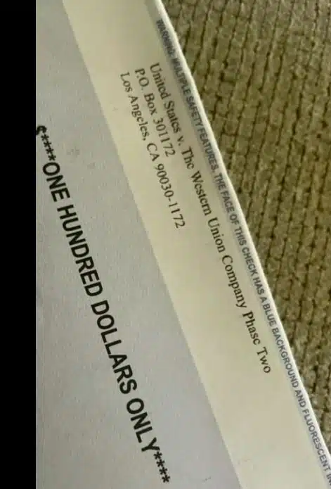 WesternUnionFTCphase2check9-9-24 checks in the mail