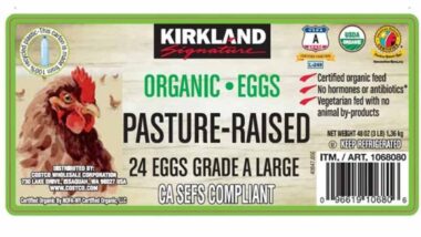 Product label of recalled eggs sold at Costco, representing the Costco egg recall.