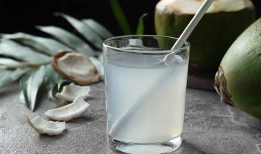 Close up of coconut water in a glass, representing the Jarritos Cocunt Water recall.