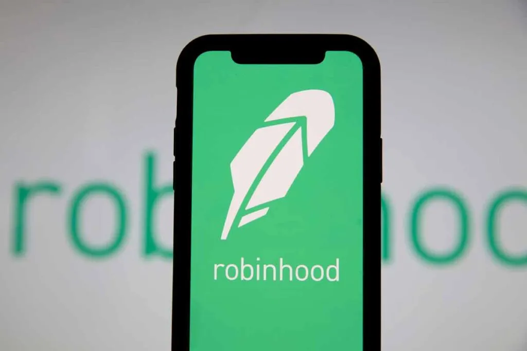 Robinhood logo displayed on a smartphone, representing the Robinhood class action.