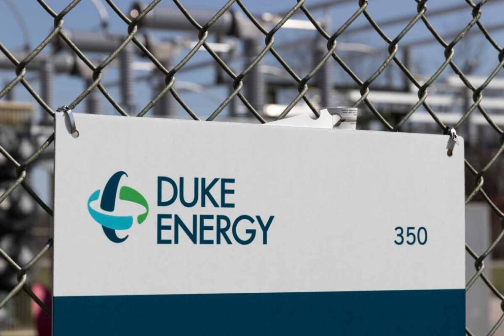 Close up of Duke Energy signage, representing the Duke Energy Carolinas class action.