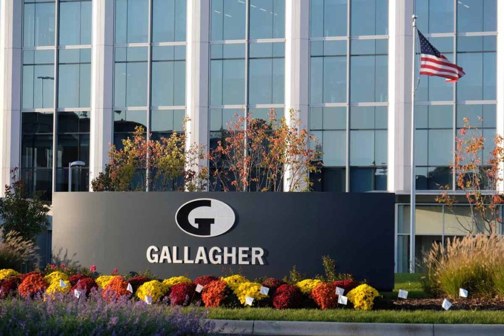 Close up of Arthur J. Gallagher & Co. signage, representing the Arthur J. Gallagher & Co. settlement.
