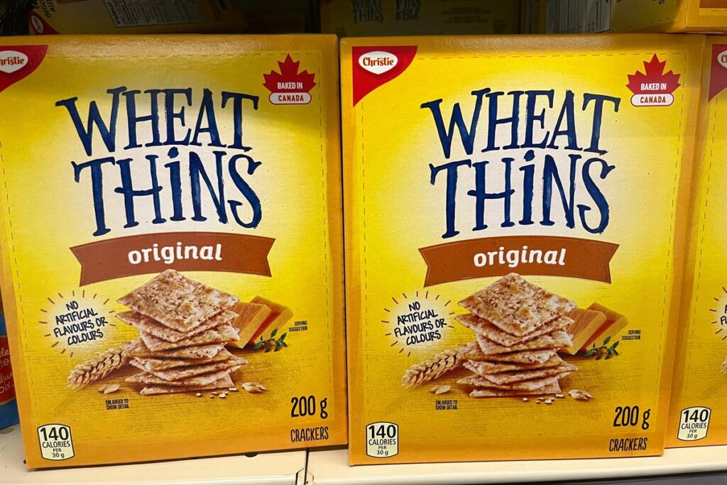 Wheat Thins on a supermarket shelf, representing the Wheat Thins class action.