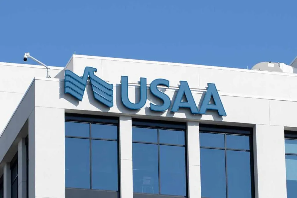 Close up of USAA signage, representing the USAA settlement.