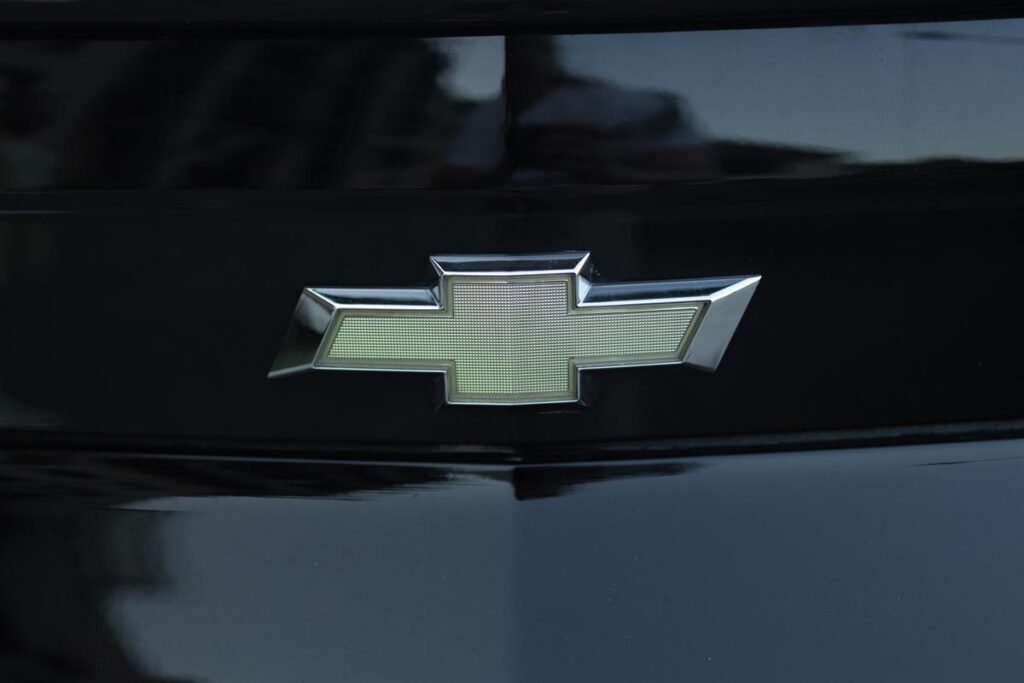 Chevrolet emblem on a front bumper, representing the Chevrolet Equinox EV recall.