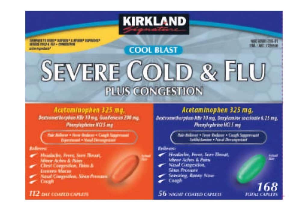 Product photo of recalled medicine by Kirkland, representing the Costco recall.