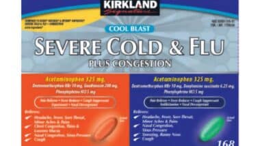 Product photo of recalled medicine by Kirkland, representing the Costco recall.