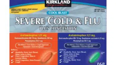 Product photo of recalled medicine by Kirkland, representing the Costco recall.