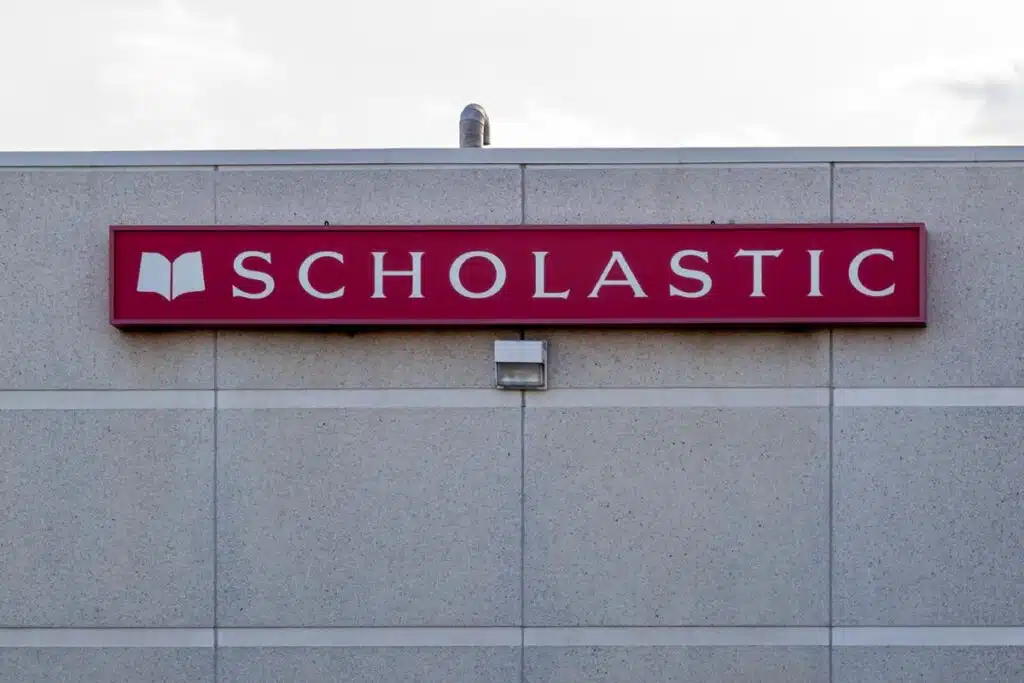 Close up of Scholastic signage, representing the Scholastic data breach.