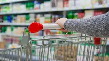 Close up of a woman pushing a shopping cart, representing false advertising.
