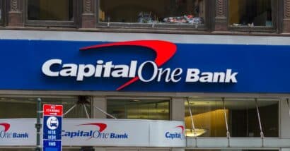 Close up of Capital One Bank signage, representing the Capital One class action.