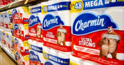 Charmin toilet paper on display in a store, representing the Charmin class action.